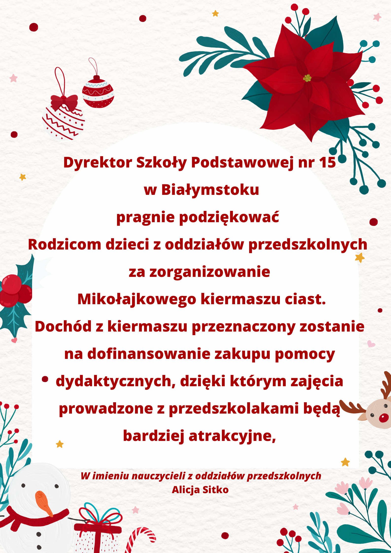 Podziękowanie za Mikołajkowy kiermasz.png