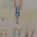 portret nauczycielki na tle klasy