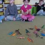 Park Jurajski z figurek dinozaurów.