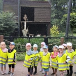 Przedszkolaki przed wolierą sowy