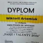 Dyplom za zdobycie kwalifikacji do wystawy w X Międzynarodowym  Biennale Twórczości Plastycznej Młodych