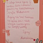 Kartka świąteczna z życzeniami przygotowana przez uczennicę naszej szkoły