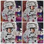 Kolaż zdjęć: dzieci - astronauci